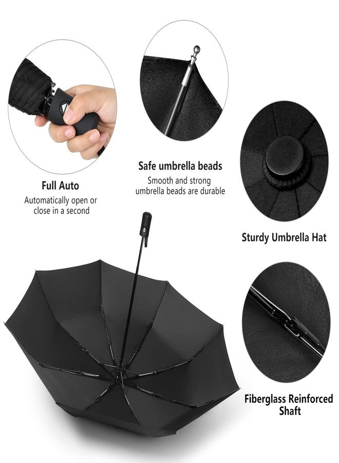 RONIARE 2 Packs Travel Umbrellas for rain Windproof Compact Umbrella Folding Small Strong and Portable Automatic Open and Close - Men and Women (Black + Blue) - Image 5